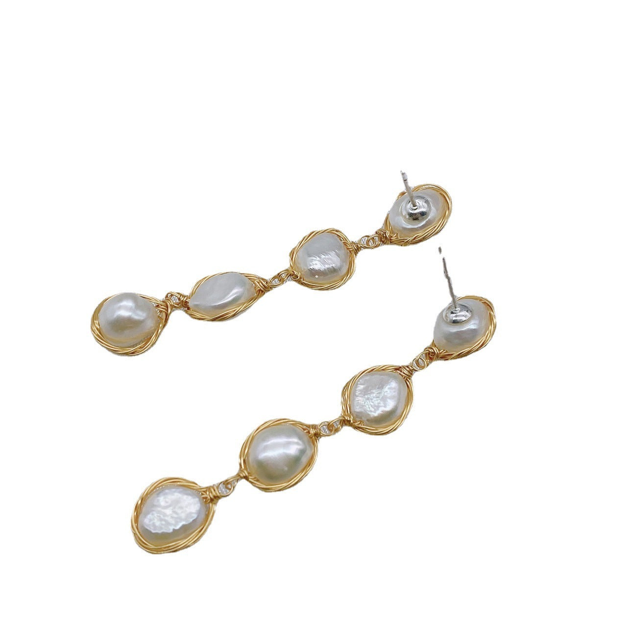 Natural Real Pearl Ins Long Female Tassel Simple Temperament Personalized Earrings