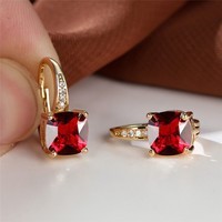 Korean style zircon inlaid square hook earrings