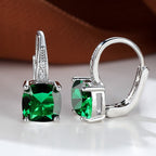 Korean style zircon inlaid square hook earrings