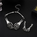 European and American Fashion Jewelry Dark Style Skull and Ghost Claw Necklace and Earrings