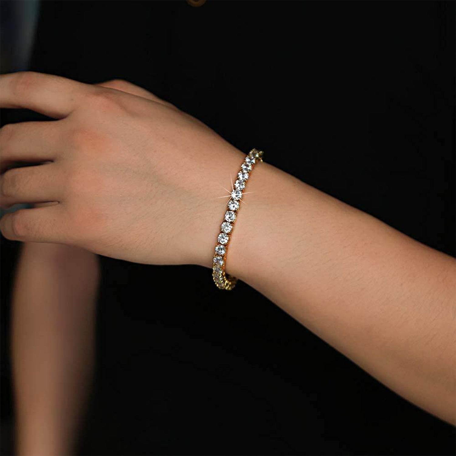 Classic 18k gold bracelet with high quality electroplated zirconia and diamonds