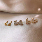 Ensemble de trois paires de boucles d’oreilles girly, thème amour - NovaShop NovaShop Gold Bigbuy