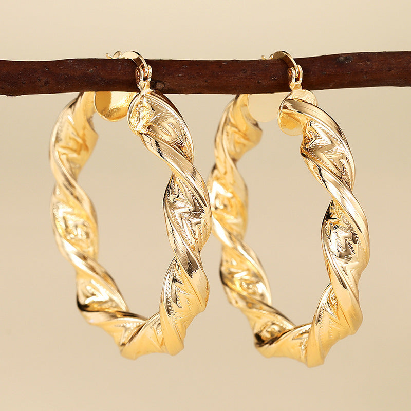 Women's Geometric Design Clip-on Earrings in Ring Shape