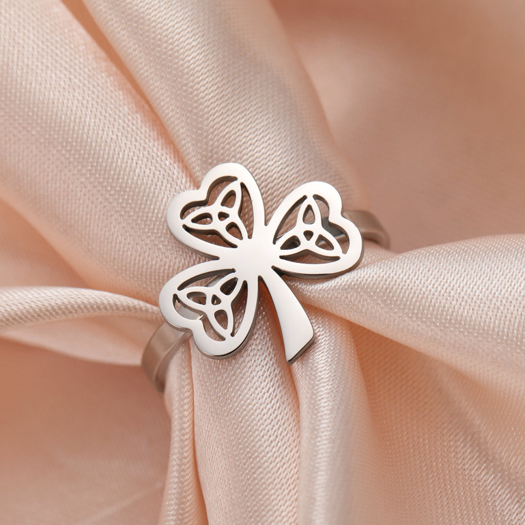 Lucky Open Stainless Steel Ring for Women and Men