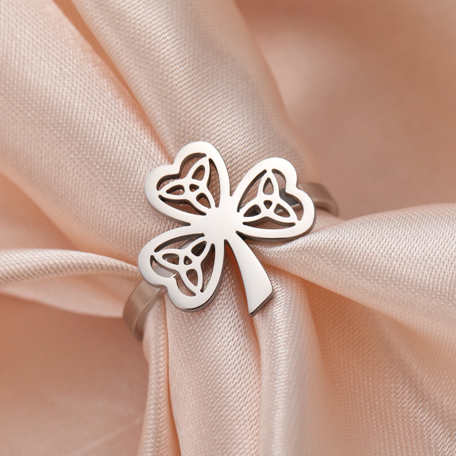 Lucky Open Stainless Steel Ring for Women and Men