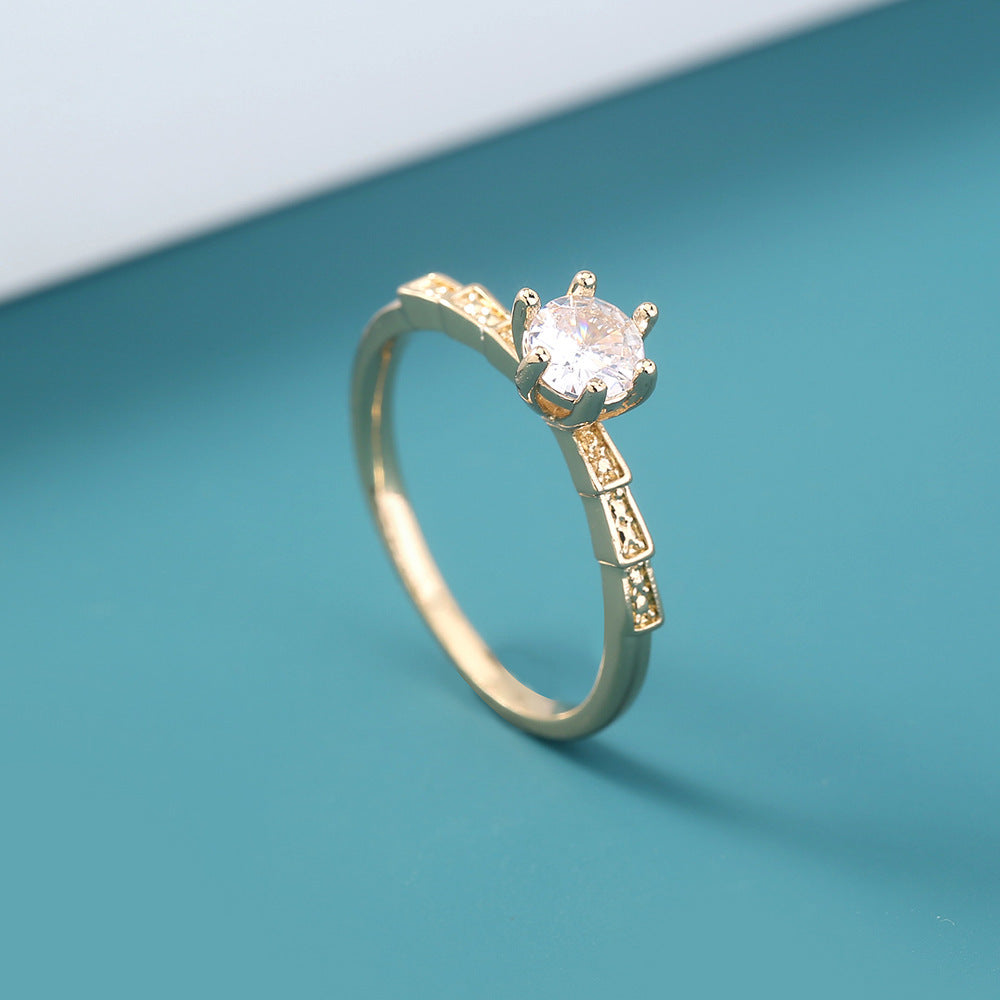 Niche ring with modern design, decorated with zircon