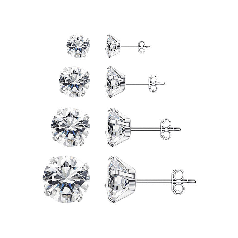 Boucles d’oreilles géométriques carrées en acier titane avec zircon - NovaShop NovaShop Round Zircon Gold / 2mm Bigbuy