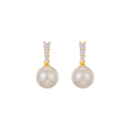 Geometric 925 silver earrings with zircon cross and heart and pearl