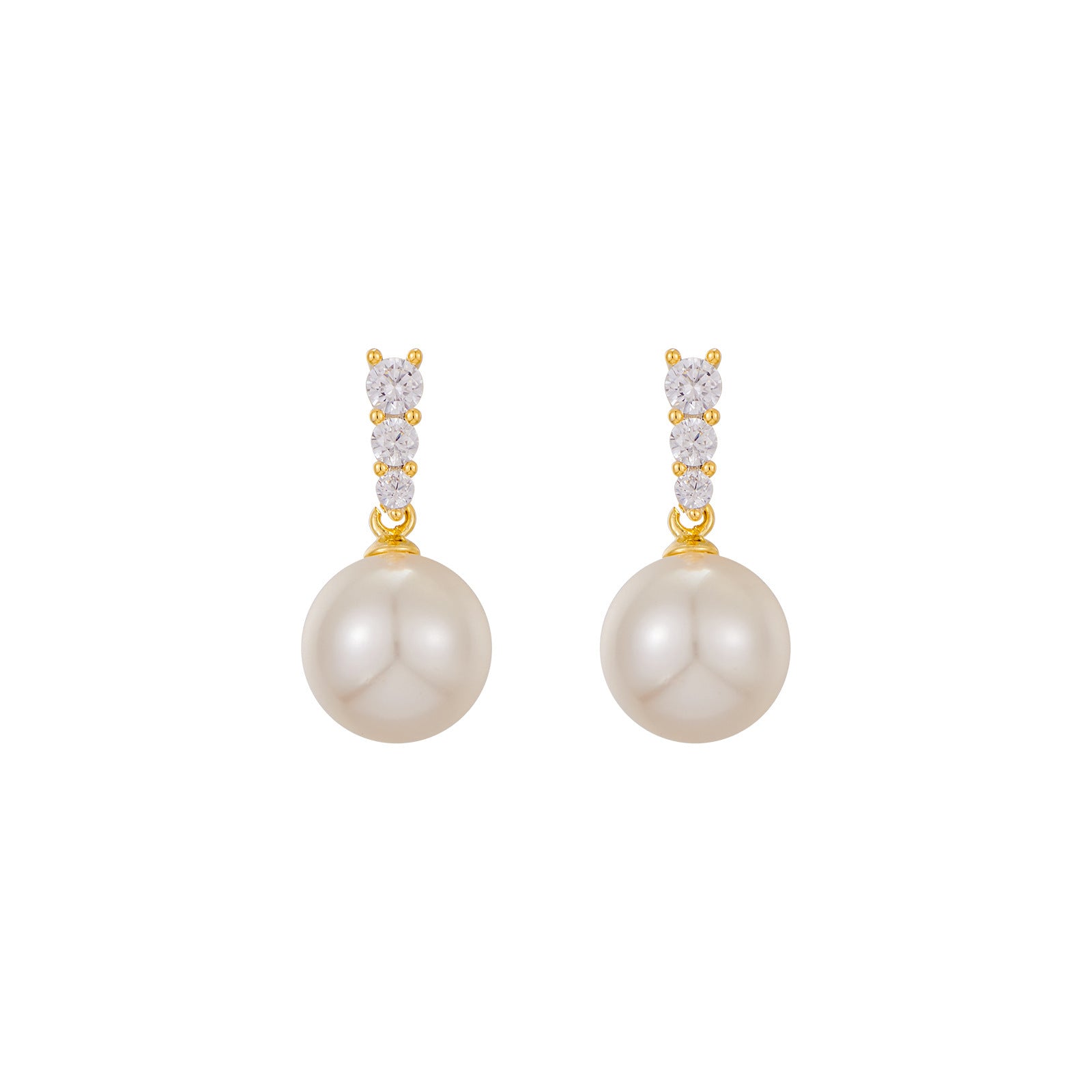 Geometric 925 silver earrings with zircon cross and heart and pearl