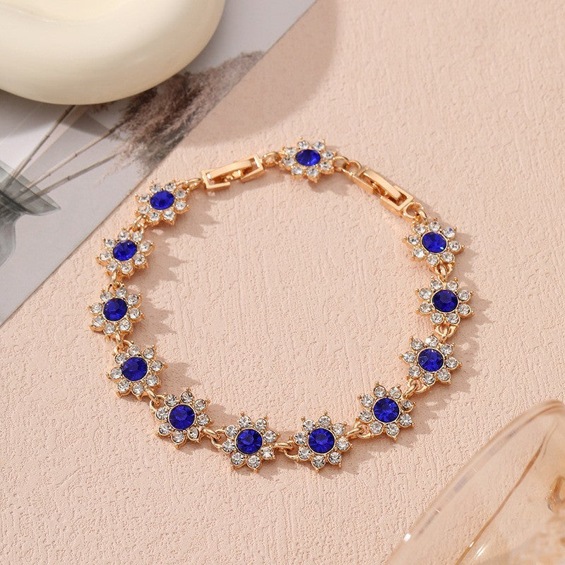Bracelet de luxe abordable aux pierres colorées style européen - NovaShop NovaShop Golden Blue Diamond Bigbuy