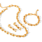 Set including necklace, horseshoe chain bracelet and earrings is made of high quality stainless steel
