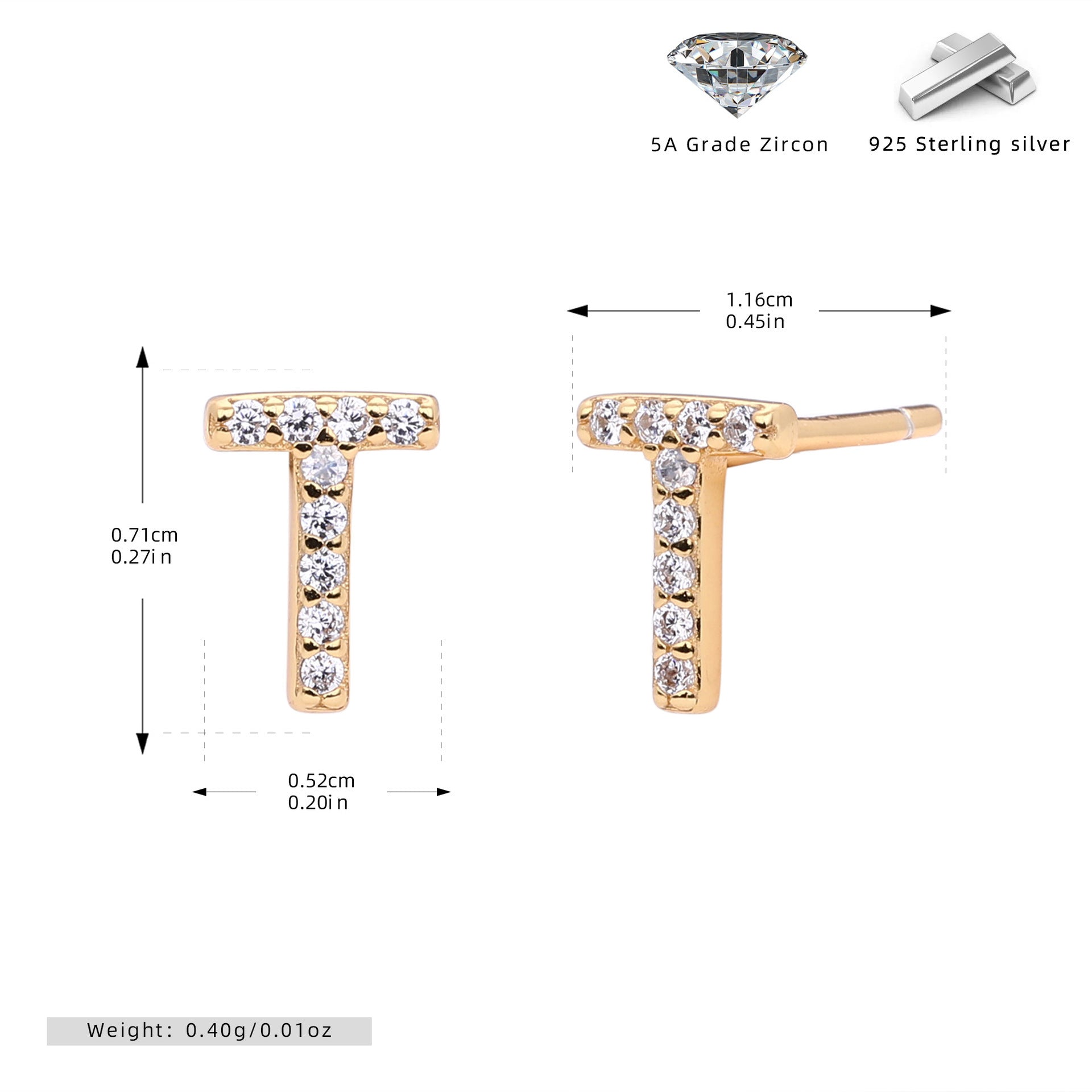 Elegant stud earrings for women with letters