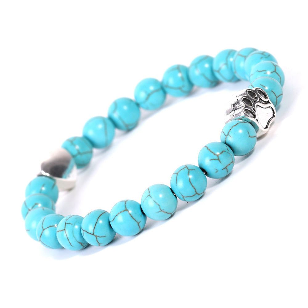 Bracelet Unisexe en Agate Indienne Œil de Tigre avec Motif Patte de Chien - NovaShop NovaShop Lansong Bracelet Bigbuy
