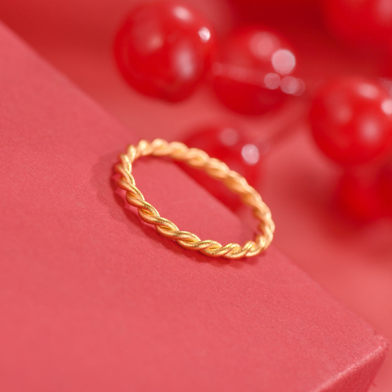 Simple Bracelet and Ring for Women in Gold Brass, Trendy Style