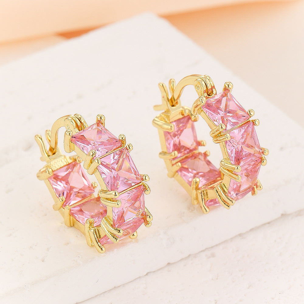 Boucles d’oreilles noires en zirconium, mode polyvalente et originale - NovaShop NovaShop Pink Bigbuy