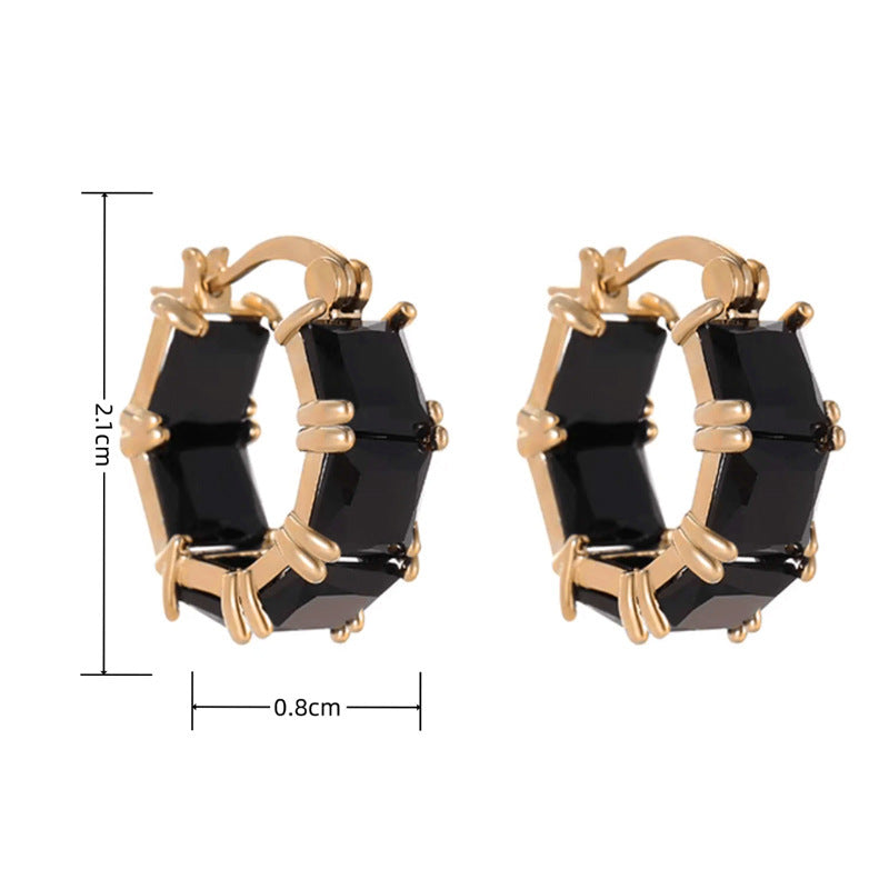 Boucles d’oreilles noires en zirconium, mode polyvalente et originale - NovaShop NovaShop Black Bigbuy