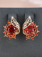 Boucles d’oreilles rondes fleurs plume en zircon - NovaShop NovaShop Red Diamond / Rose gold Bigbuy