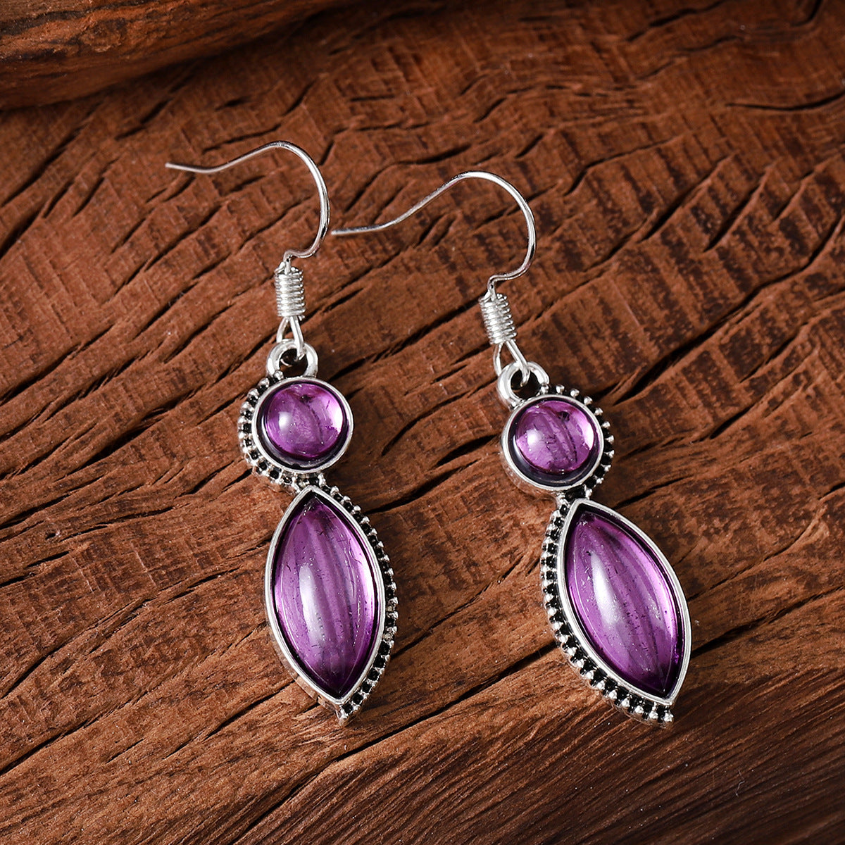 Boucles d’oreilles pendentif vintage en pierres précieuses - NovaShop NovaShop Purple Pair Bigbuy