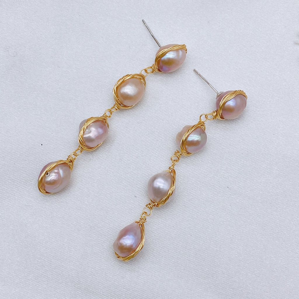 Natural Real Pearl Ins Long Female Tassel Simple Temperament Personalized Earrings