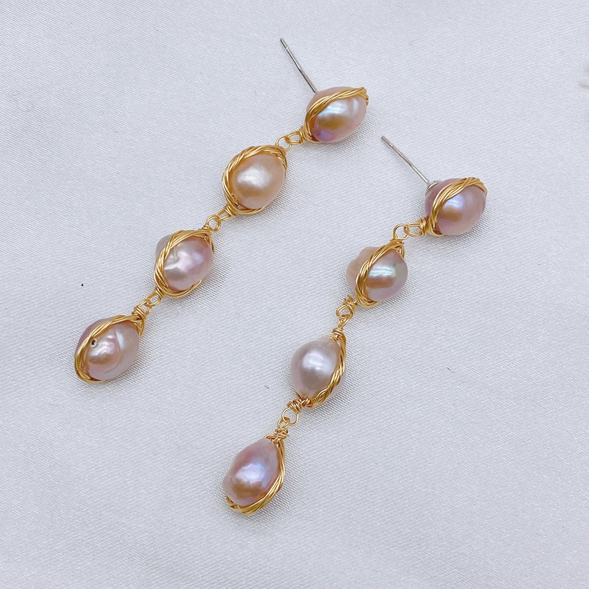 Natural Real Pearl Ins Long Female Tassel Simple Temperament Personalized Earrings