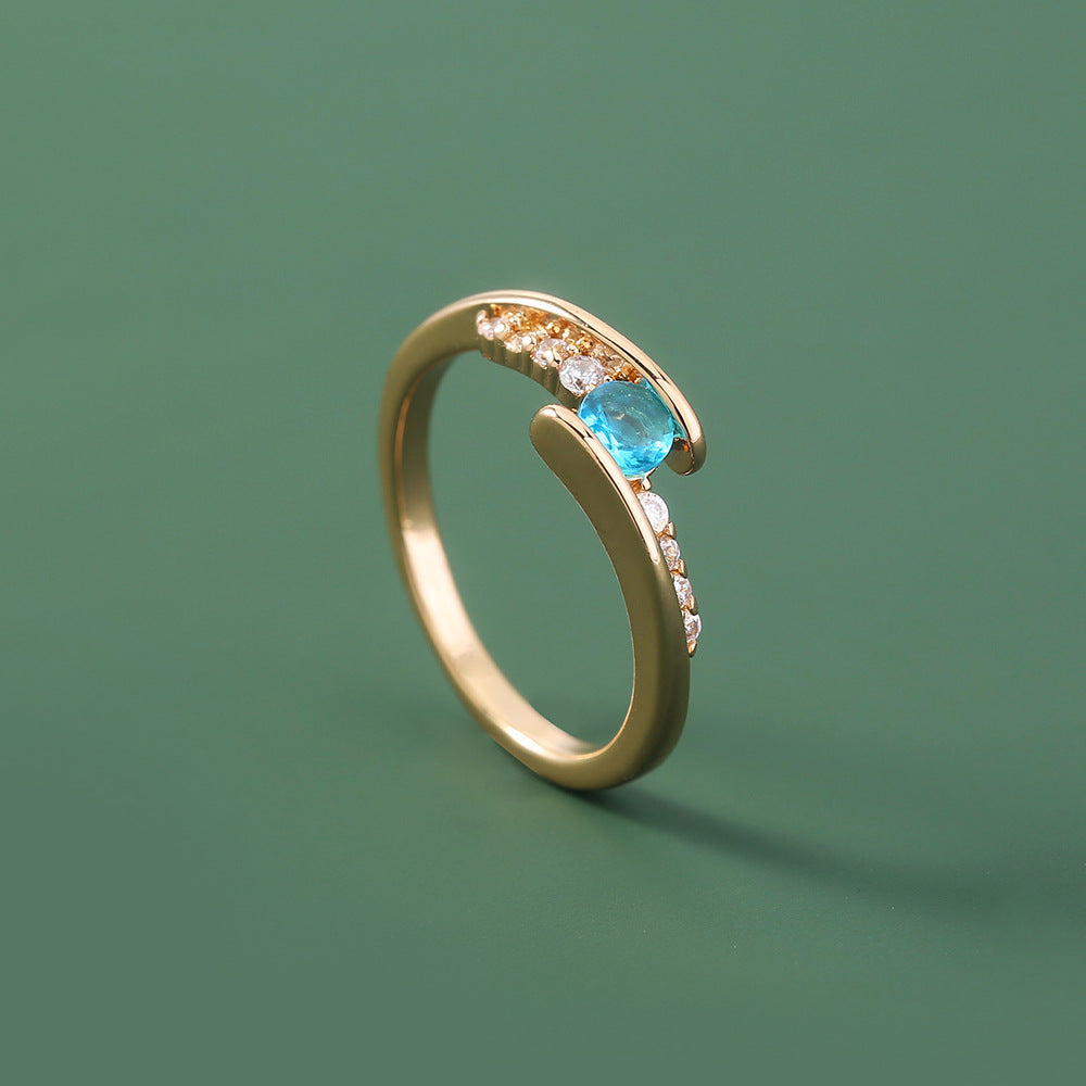 Niche ring with modern design, decorated with zircon