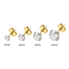 Boucles d’oreilles géométriques carrées en acier titane avec zircon - NovaShop NovaShop Round Zircon Gold / 2mm Bigbuy