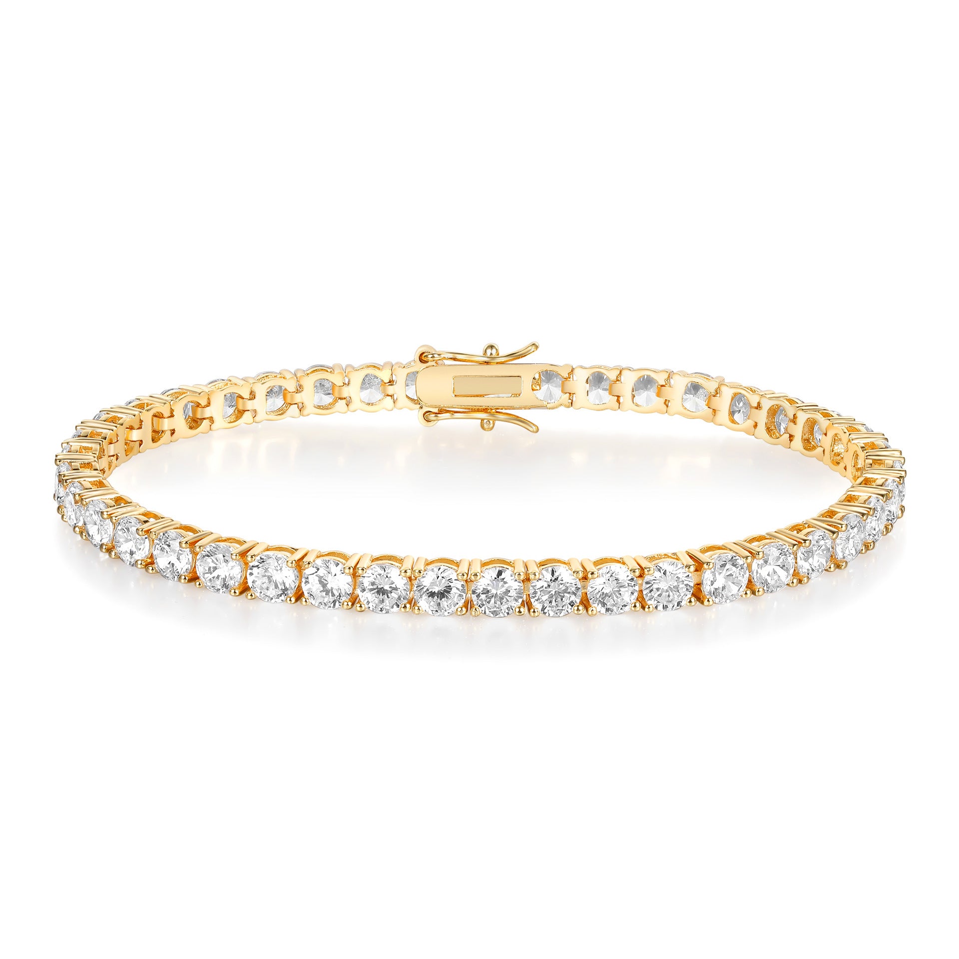 Classic 18k gold bracelet with high quality electroplated zirconia and diamonds