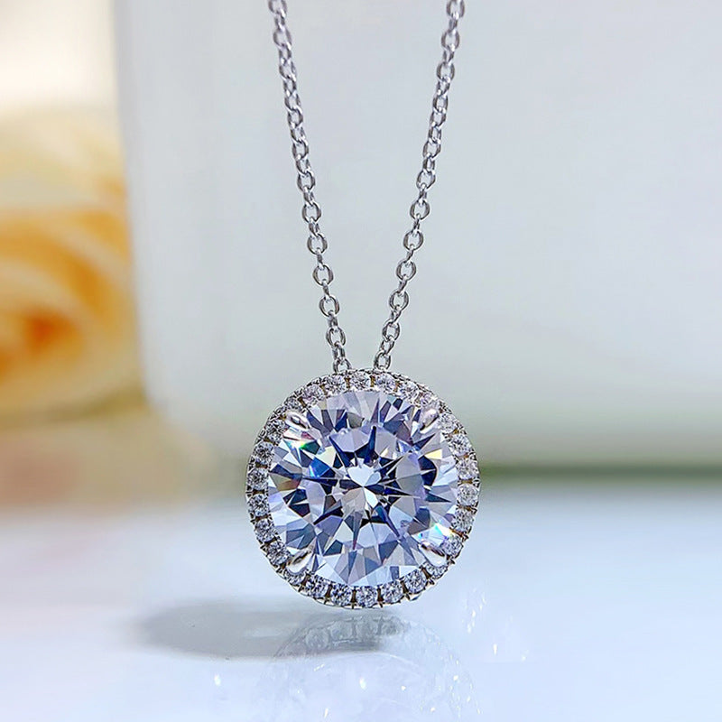 Simple style white diamond pendant for women