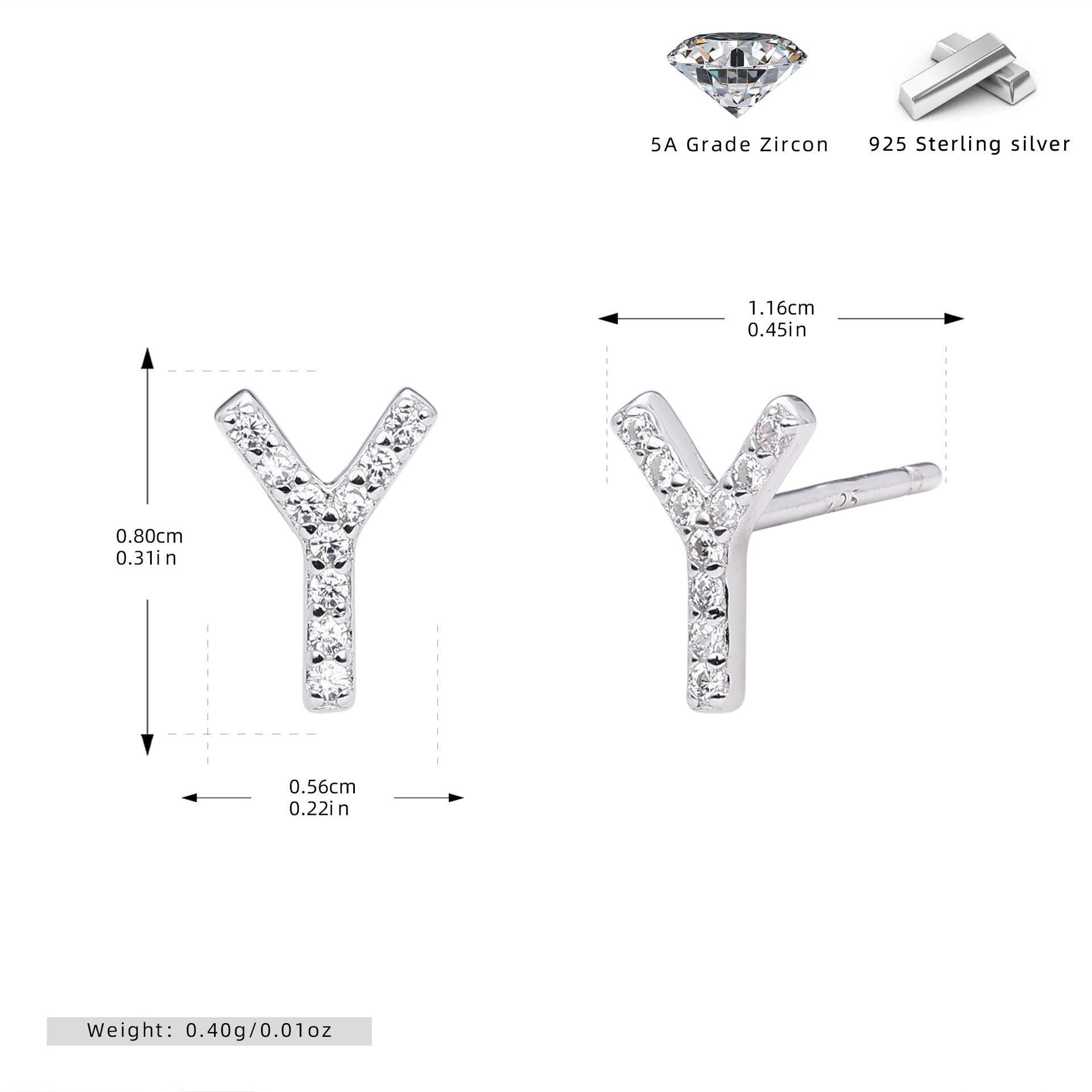 Elegant stud earrings for women with letters