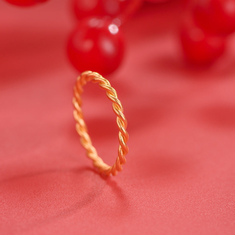 Simple Bracelet and Ring for Women in Gold Brass, Trendy Style