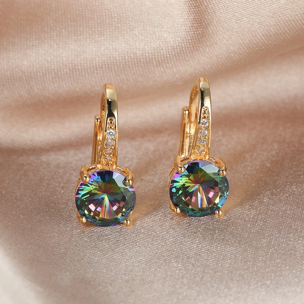 Boucles d’oreilles mode simples et élégantes, déclinées en plusieurs couleurs - NovaShop NovaShop Gold Colorful Diamond Bigbuy