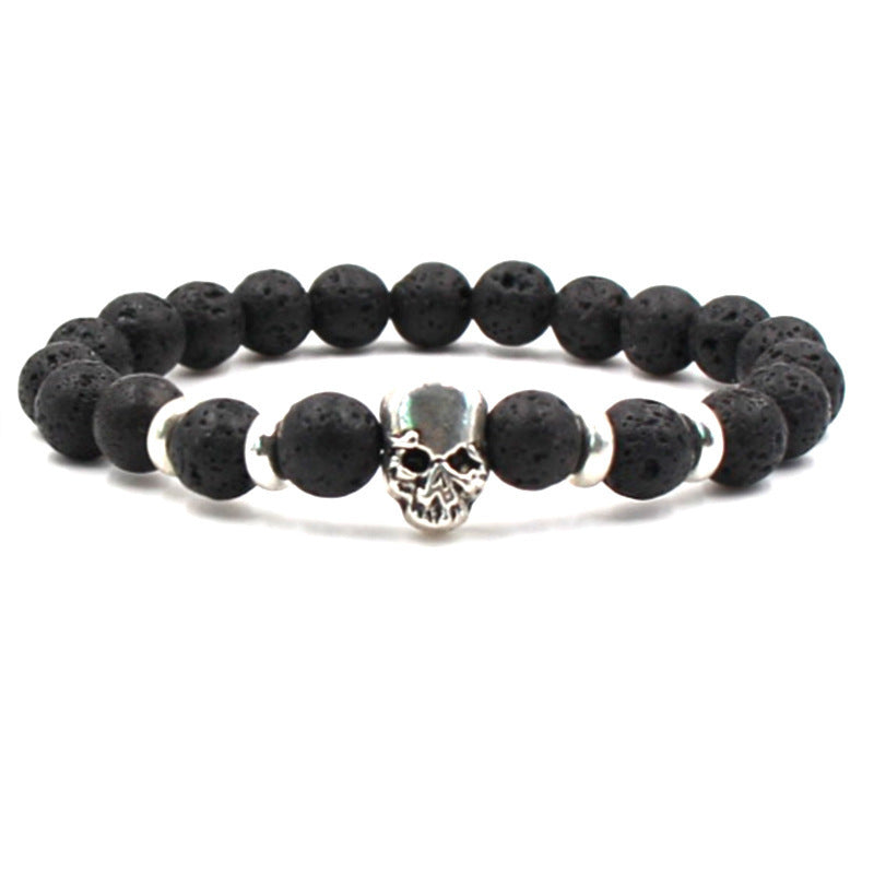 8mm Natural White Turquoise Agate Stone Stretch Bracelet for Men