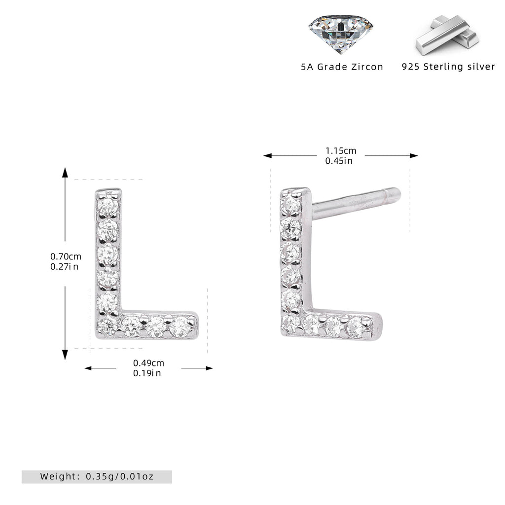 Boucles d’oreilles puces élégantes pour femmes avec lettres - NovaShop NovaShop Platinum L / 925 Silver Bigbuy