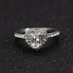 Women's White Copper Wedding Ring with Crystal Heart - Christmas Style