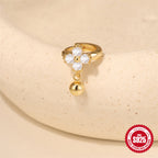 S925 Sterling Silver Clover Flower Diamond Ear Clip
