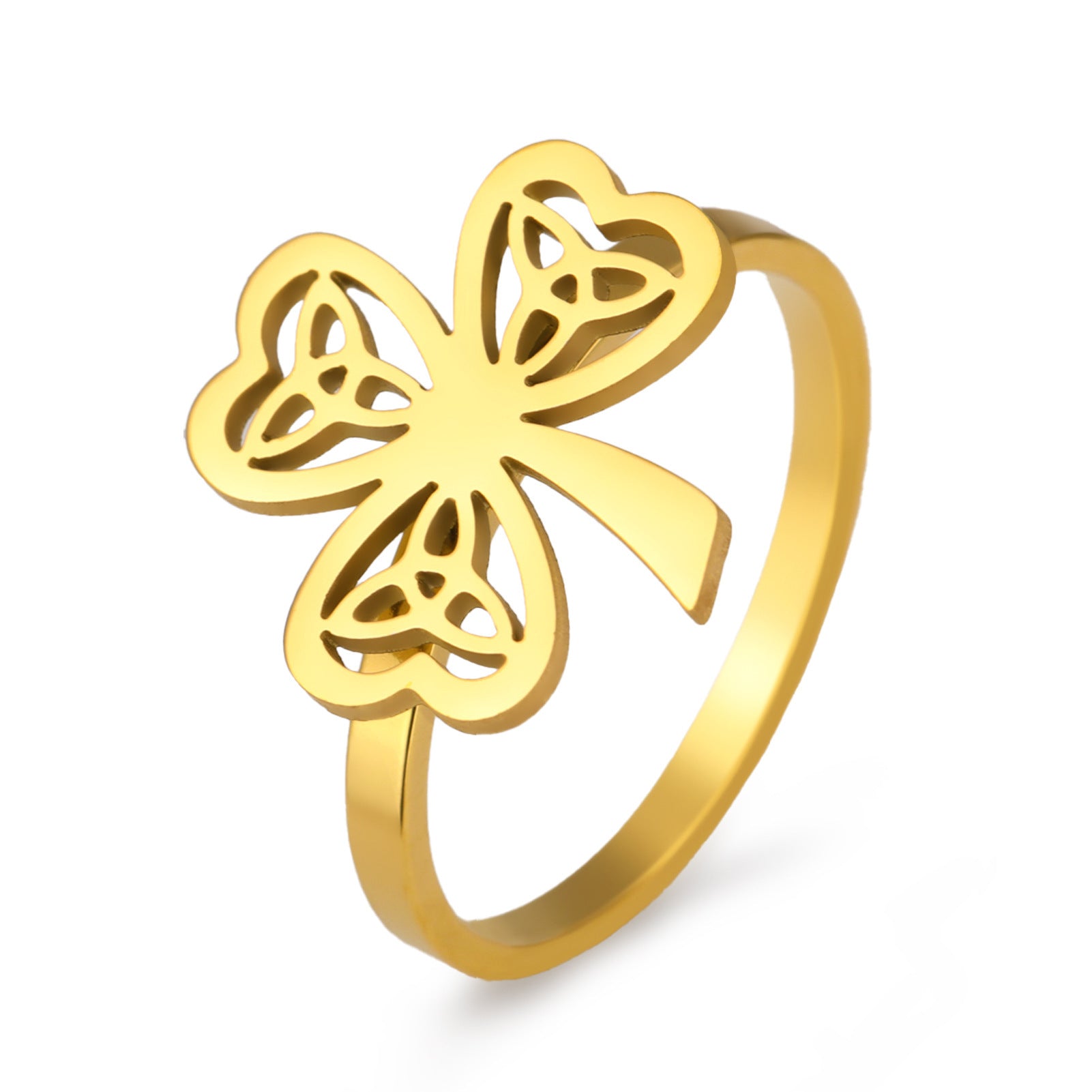 Lucky Open Stainless Steel Ring for Women and Men