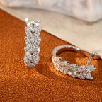 Boucles d’oreilles élégantes en forme de feuille de blé avec zircons - NovaShop NovaShop White Gold Color Bigbuy