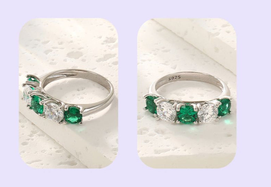 Vintage Emerald Zircon Ring for Women