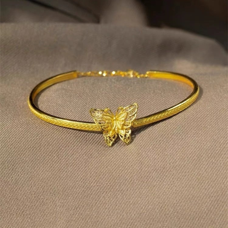 Bracelet demi-jonc papillon en soie ancienne au motif chanvre, style rétro chinois - NovaShop NovaShop Half Bracelet Bracelet Bigbuy