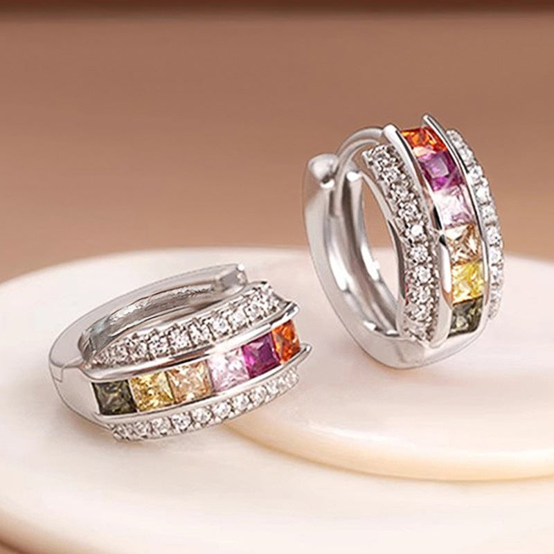 Square zircon set earrings – Elegance Japan-Korea