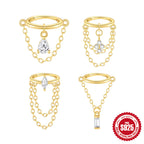 S925 Sterling Silver Geometric Diamond Tassel Cartilage Earring Chain
