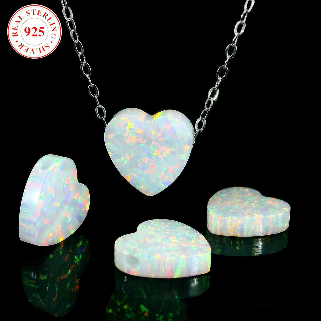 Heart-shaped opal pendant necklace for women