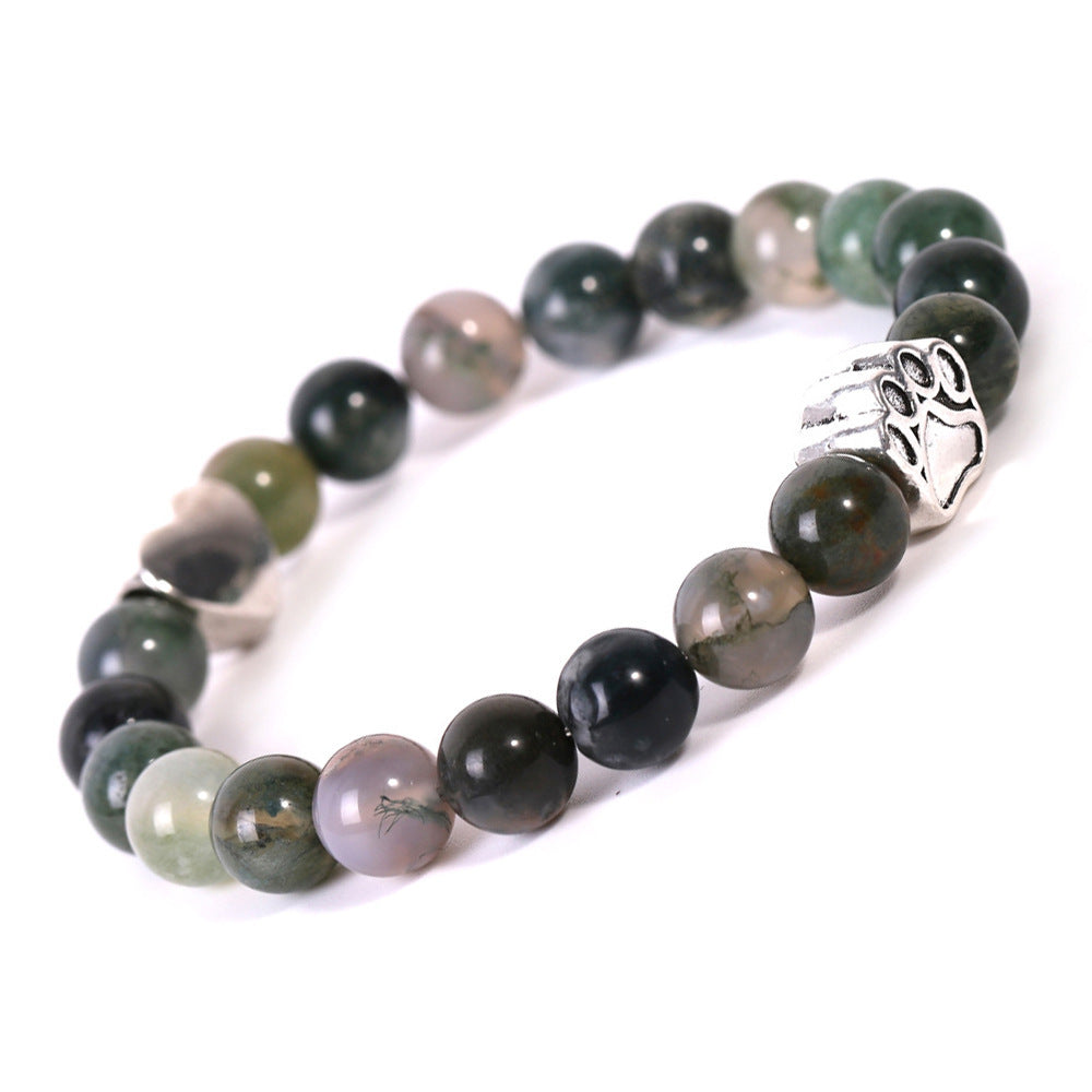 Bracelet Unisexe en Agate Indienne Œil de Tigre avec Motif Patte de Chien - NovaShop NovaShop Lansong Bracelet Bigbuy