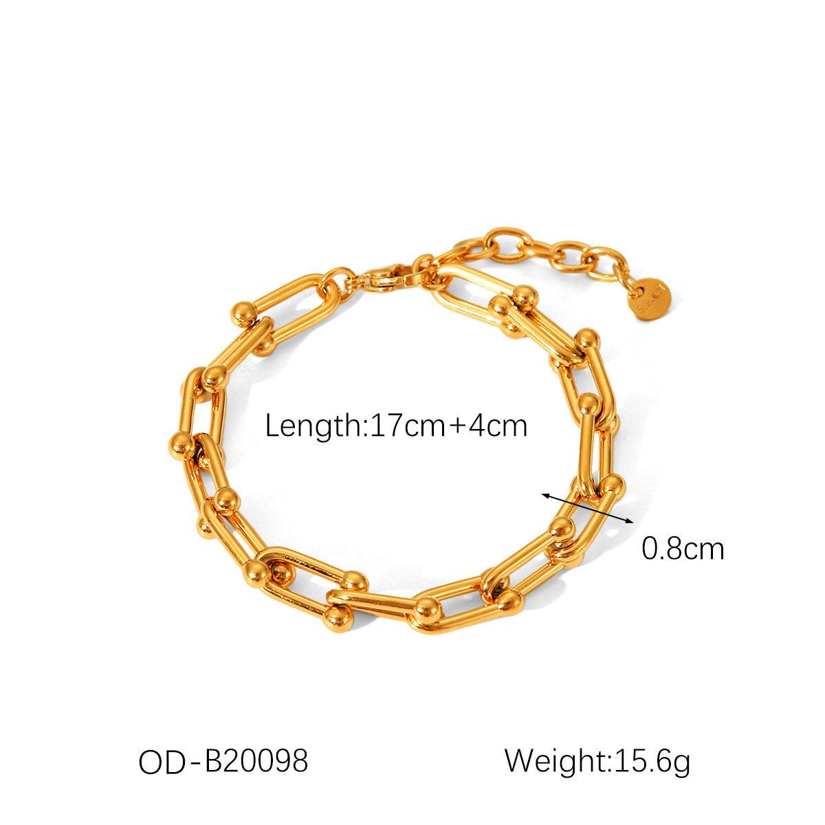 Set including necklace, horseshoe chain bracelet and earrings is made of high quality stainless steel