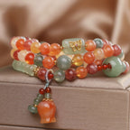 Natural Color Xinjiang Jinsi Jade Multi-circle Bracelet for Women
