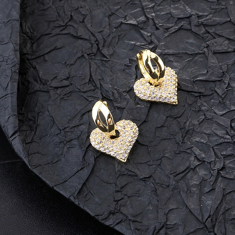 Copper Clip-on Earring with Micro-Inlaid Zirconia – Light Luxury