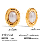 Boucles d'oreilles à tige en acier inoxydable pour femme, style vintage, avec perles, ne se décolorent pas