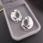 Boucles d’oreilles clous rétro en métal aux formes géométriques irrégulières - NovaShop NovaShop Silver Bigbuy