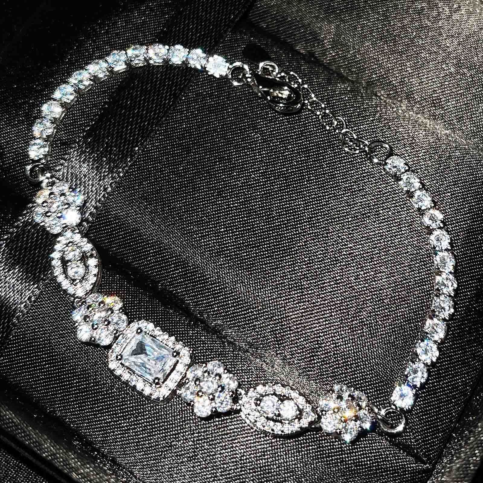 S925 sterling silver diamond plated women's bracelet