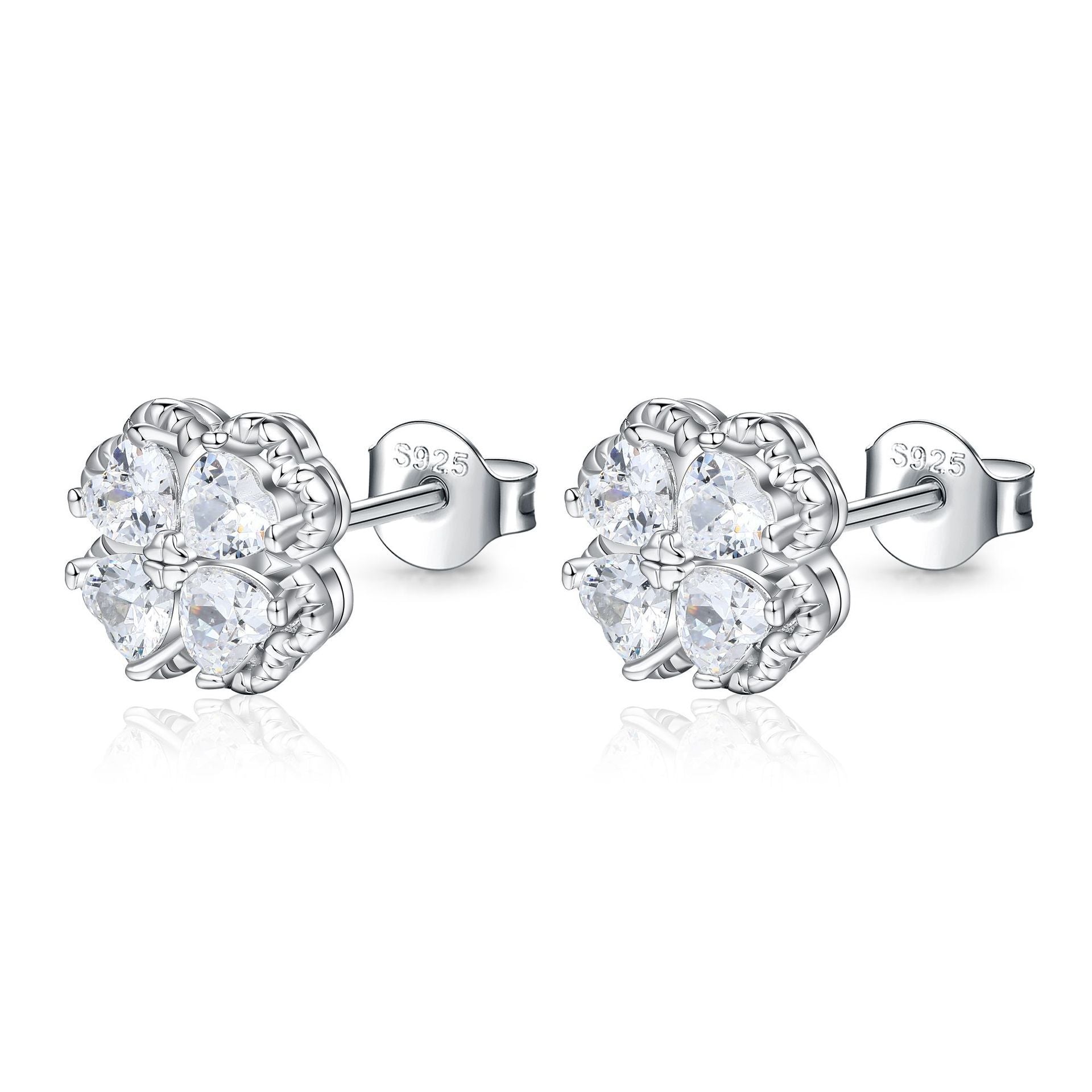 Zeng Yin Four Leaf Clover Ear Team Advanced Sense Love Zircon Earrings